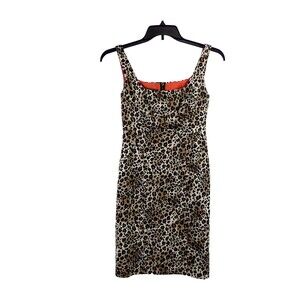 muse Women's Mini Tank Lined Bodycon Dress Sz 4 Cheetah Leopard Print Sleeveless